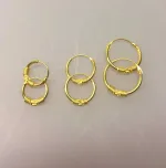 Creoler - øreringe forgyldt sølv (14 mm) - små creoler med S-mønster og snoning