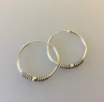 Creoler i sølv Ø 18 mm glat snoning og kugle, biti, ribe, vadehavet, Sølvøreringe, sølv smykker, ørenringe, øreringe, runde, ringe, hoops, creol, creoler,