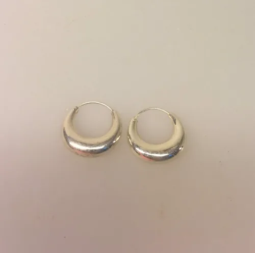 Croissant Creoler i sølv Ø 20 mm ,Creoler i sølv Ø 20 mm Croissant, Ø 20 mm Croissant Creoler sølv , hoops, creol, øreringe, ørenringe, boho, specielt, boheme, stilig, blanke, sterling sølv, ægte sølv