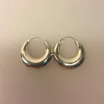 Croissant Creoler i sølv Ø 25 mm,Ø 25 mm Croissant Creoler sølv, chunky, tykke, kraftige, blanke, ægte sølv, nikkelfri, billige, kvalitet, flotte, ørenringe, runde ringe, tykke nederst, afrika, maanesten, biti, ribe, boho