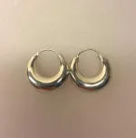 Croissant Creoler i sølv Ø 25 mm,Ø 25 mm Croissant Creoler sølv, chunky, tykke, kraftige, blanke, ægte sølv, nikkelfri, billige, kvalitet, flotte, ørenringe, runde ringe, tykke nederst, afrika, maanesten, biti, ribe, boho