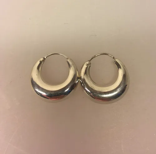 Creol øreringe i sølv - mellemstore Croissant creoler Ø 25mm