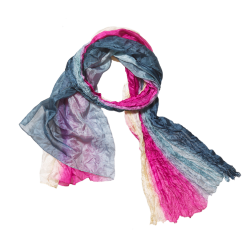 Twistet silketørklæde 1664 - Pink/grå/beige, 1664 242 pink grå beige farve silketørklæde silke tørklæde sjal