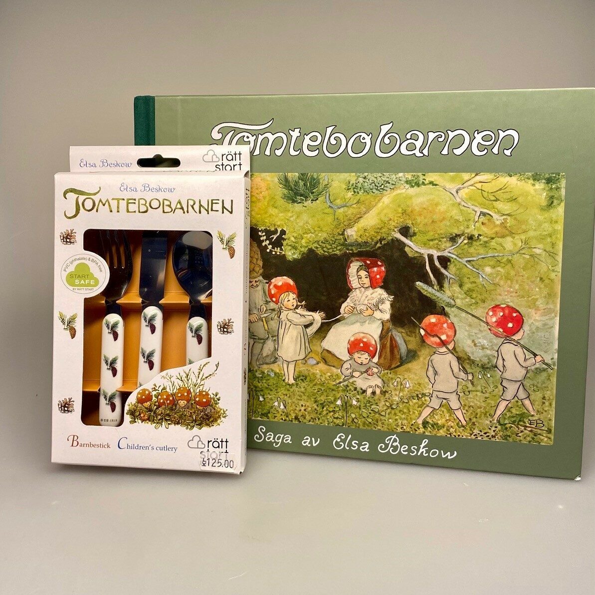 Elsa Beskow børnebestik - Tomtebobørnene, barnedåb, dåbsgave, barselsgave, gaveidé, børneservice, nostalgisk, svensk, emil, astrid lindgren,Elsa Beskow service Børne bestik Tomtebo børnene