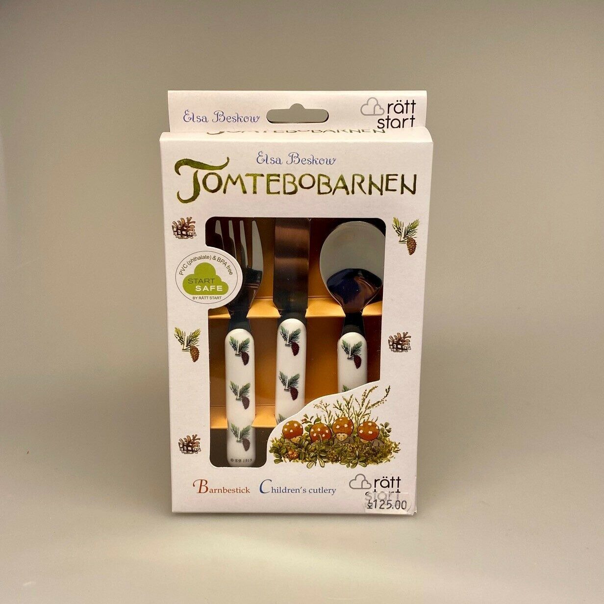 Elsa Beskow børnebestik - Tomtebobørnene, barnedåb, dåbsgave, barselsgave, gaveidé, børneservice, nostalgisk, svensk, emil, astrid lindgren,Elsa Beskow service Børne bestik Tomtebo børnene