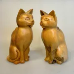 Kat - håndskåret - Trækat Kigger ligeud XL, C-LF-XL, Grå, kat, katte, kattefigur, trækat, trædyr, træfigur, håndlavet, træskærearbejde, flot, naturlig, naturtro. biti, ribe,