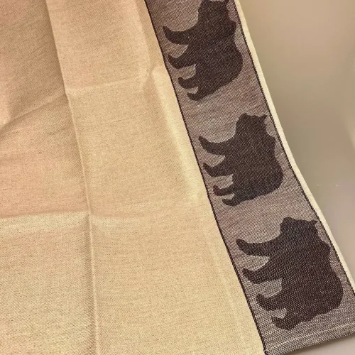 Viskestykke Vævet med Hør - Bjørne, brun, bjørn, bamse, bjørn, bjørne, bamser, brun brjørn, brune bjørne, bamsebjørne, biti, ribe, viskestykke, skovens dyr, skov,