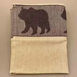 Viskestykke vævet - Hør/Bomuld - Bjørne, bjørn, bjørne, bamser, brun brjørn, brune bjørne, bamsebjørne, biti, ribe, viskestykke, skovens dyr, skov,