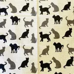 Viskestykke vævet - Hør/Bomuld - sandfarvet med Katte, katteviskestykke, katte, kat, cats, cat, katteting, ting med katte, gave, gaveide, katteejer, kattedame, catlover, biti, ribe,
