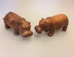 Flodhest - Håndskåret af træ - Brun Stor "L"