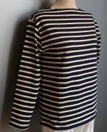 Saint James T-shirt – Model "Guildo" fast bomuld - 7/8 ærmer Unisex Marine/Ecru