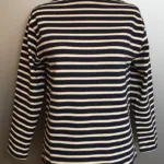 Saint James Guildo fast bomuld 7/8 ærmer Unisex - Marine/Ecru, maritimt, seljer, sejlertøj, sejlskibe, sømands, fisker, franske, fransk, klassisk, kadetsribet, stribede, lækker, holdbar, kvalitet, smart, cool, hipster, ægte, original, biti, ribe