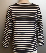 Saint James Guildo fast bomuld 7/8 ærmer Unisex - Marine/Ecru, maritimt, seljer, sejlertøj, sejlskibe, sømands, fisker, franske, fransk, klassisk, kadetsribet, stribede, lækker, holdbar, kvalitet, smart, cool, hipster, ægte, original, biti, ribe