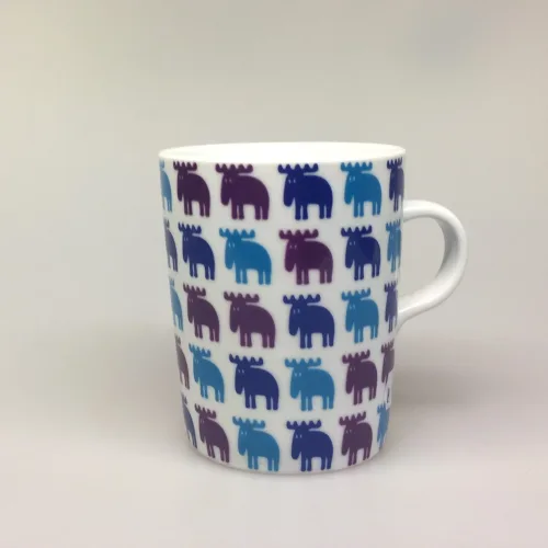 Krus - porcelæn med elge Blå/lilla