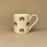 Krus - Ben Porcelæn - Elefanter , Krus - Ben Porcelæn - Elefanter - elefantkrus -elefantkop - elefant - kop - krus - bæger, vilde dyr, savannen, afrika, safari, ting med elefanter, elefantting