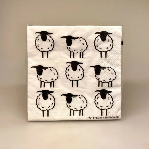 Servietter natur hvide med Får, marsken, vadehavet, nationalpark, souvenir, ribe, vadehavslam, vestkysten, fåreflokke, ting med, får, lam, marsklam, påskeservietter, påskelam, biti