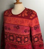 Dunque Fintstrikket Pullover - bomuld - Rød/rosa/abrikos