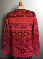 Dunque Fintstrikket Pullover - bomuld - Rød/rosa/abrikos