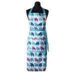 Forklæde bomuld med tryk - Elge blå/turkis/lilla