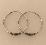 Ø 40 mm Creoler sølv med sol og oxyderet S-mønster, sø 098-1, Sølvøreringe, sølv smykker, ørenringe, øreringe, runde, ringe, hoops, creol, creoler, boho, boheme, chick, design, ægte sølv, sterling sølv, oxyderet, mønster, bevikling, snoning, pynt, street, cool, biti, ribe, sølv hoops,