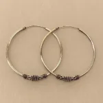 Ø 40 mm Creoler sølv med sol og oxyderet S-mønster, sø 098-1, Sølvøreringe, sølv smykker, ørenringe, øreringe, runde, ringe, hoops, creol, creoler, boho, boheme, chick, design, ægte sølv, sterling sølv, oxyderet, mønster, bevikling, snoning, pynt, street, cool, biti, ribe, sølv hoops,
