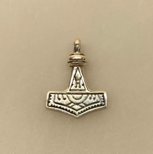 Vikingevedhæng i sølv- Thorshammer tosidet massiv - stor