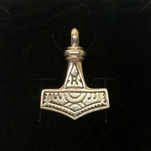 Vikingevedhæng i sølv- Thorshammer tosidet massiv - stor