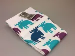 Viskestykke Bomuld med tryk - Elge blå/turkis/lilla, viskestykke, nordisk, svensk, design, kvalitet, elg, elge, elgsdyr, älg, moose, elks, sjovt, gaveidé, julegave, jagt, køkken, madlavning, kok, blå, blå farver, moderne, biti, ribe