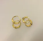 Creoler - Ø 10 mm øreringe forgyldt sølv med kugle og S-mønster ,Creoler - Ø 12 mm øreringe forgyldt sølv med kugle og S-mønster, hoops, guld, forgyldte, guldbelagte, ægte, kvalitet, billige, boho, mønster, bali, flotte, moderne, maanesten