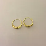Creoler - Ø 12 mm øreringe forgyldt sølv med kugle og S-mønster, hoops, guld, forgyldte, guldbelagte, ægte, kvalitet, billige, boho, mønster, bali, flotte, moderne, maanesten