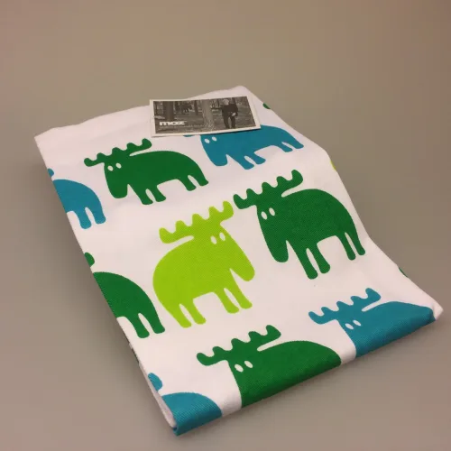 Viskestykke Bomuld med tryk - Elge grøn/turkis, Viskestykke Bomuld med tryk - Elge grøn/turkis, viskestykke, nordisk, svensk, design, kvalitet, elg, elge, elgsdyr, älg, moose, elks, sjovt, gaveidé, julegave, jagt, køkken, madlavning, kok, grøn, grønne farver, moderne, biti, ribe
