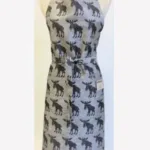 Forklæde vævet hør/bomuld - Elge sort/grå