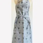 Forklæde vævet hør/bomuld - Får sort/grå, vadehavet, får, lam, marsken, marsklam, vadehavslam, fåreavl, diget, digerne, ribe, nationalpark, vadehavet, ribe domkirke, sort sol, vikinger, speciel, nordisk, dansk, vævet, natur, flot, gaveide