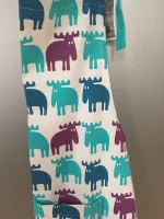 Forklæde bomuld med tryk - Elge blå/turkis/lilla