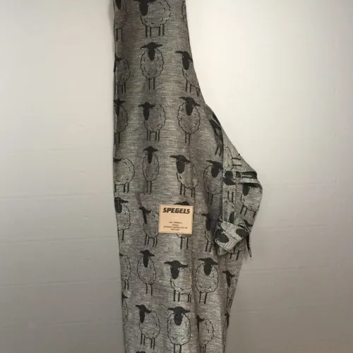 Forklæde vævet hør/bomuld - Får sort/grå