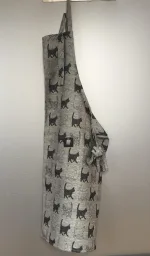 Forklæde vævet hør/bomuld - Katte sort/grå, unisex, katteting, ting med katte, misser, missekatte, mænd, grill, kvalitet, nordisk, flot, naturmaterialer, natur, øko, økologisk, bæredygtigt, kæledyr, gave, katteforklæde