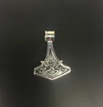 Vikingevedhæng i sølv- Thorshammer tosidet med runer