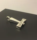 Vikingevedhæng i sølv- Thorshammer massiv med runer