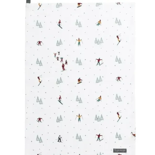 Viskestykke Bomuld med tryk - skiløbere