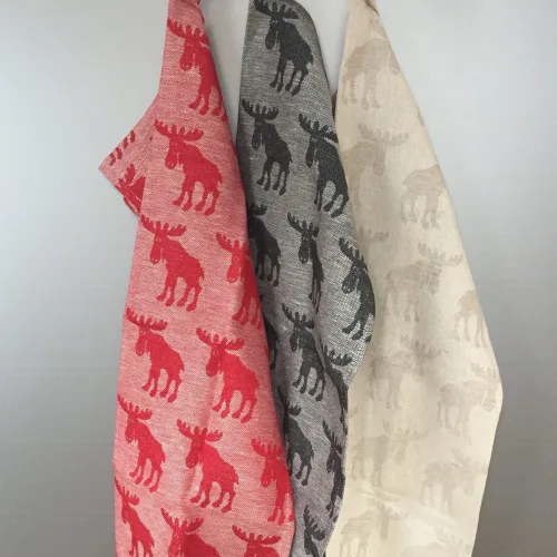 Viskestykke vævet - Hør/Bomuld - natur Elge - Viskestykke vævet - Hør/Bomuld - Rød/natur Elge - Viskestykke vævet - Hør/Bomuld - sort/grå Elge