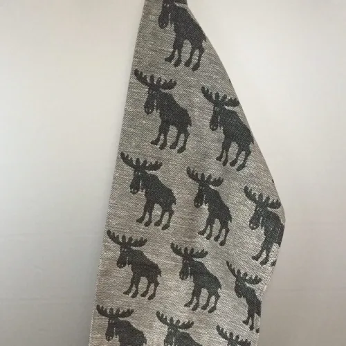 Viskestykke vævet - Hør/Bomuld - sort/grå Elge lille - Viskestykke vævet - Hør/Bomuld - sort/grå Elge, natur, naturmaterialer, svensk design, sverige, elg, elge, moose, elsdyr, ting med elge, elgeting, tekstiler, textil, køkkentekstiler, nordisk, design, kvalitet, oøkologisk, biri, ribe
