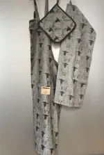 Grydelap (1) - vævet bomuld/hør - Får sort/grå - Forklæde vævet hør/bomuld - Får sort/grå - Viskestykke vævet - Hør/Bomuld - sort/grå Får