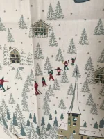 Viskestykke Bomuld med tryk - Skiløbere, lift og hytter