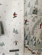 Viskestykke Bomuld med tryk - Skiløbere, lift og hytter - Viskestykke Bomuld med tryk - skiløbere