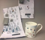 Krus - Ben Porcelæn - Skiløbere, lift og hytter, ski, skiløb, skiferie, alpin, alpint, slalom, ferie, højfjelssol, vinter, winterworld, winterwonderland, frost, gave, gaveidé, skikop, skikrus, vinterkop, vinterkrus, varme drikke, toddy, jagate, jægerte, kvalitet, flot