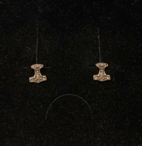 Vikingeøreringe i sølv - ørestikkere thorshammere - Mjølner