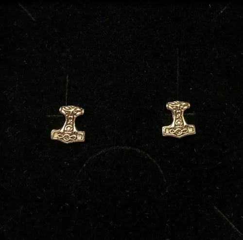 Vikingeøreringe i sølv - ørestikkere thorshammere - Mjølner