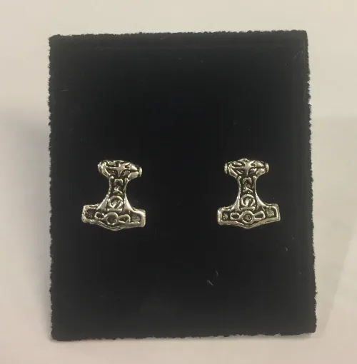 Vikingeøreringe i sølv - ørestikkere thorshammere - Mjølner