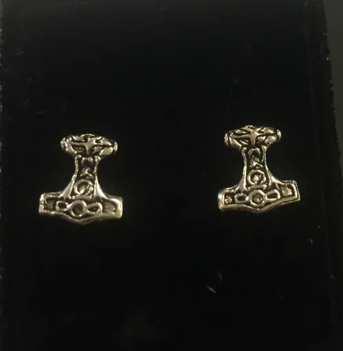 Vikingeøreringe i sølv - ørestikkere thorshammere - Mjølner