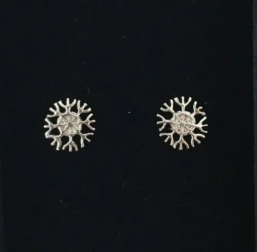 Vikingeøreringe i sølv - ørestikkere - Drømme amulet, ægte, magisk, magi, beskyttende, drømmefanger, drømmeamulet, held, lykke, hængeøreringe, ørekrog, heksetegn, tegn, runestav, vikingesmykker, vikingeøreringe, vikingesmykker, museumssmykker, ægte, sterling sølv, 925, ren, sølvsmykker, symbolsk, gave, gaveide, sølvbryllup, bryllup, fødselsdag, konfirmation, aser, freja, sol, biti, ribe, vadehavet, nationalpark, fund, udgravninger